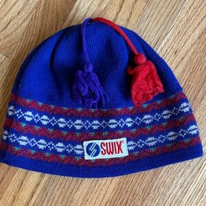 SWIX vintage Blue and Red Knit Beanie small